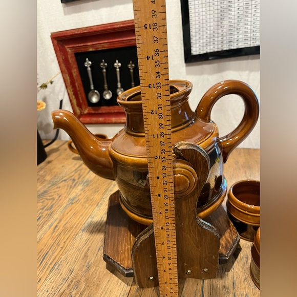 🤎Céramique de Beauce – Tilt teapot set with 3 mugs – 1977–78 Colonial Series - Picture 8 of 15